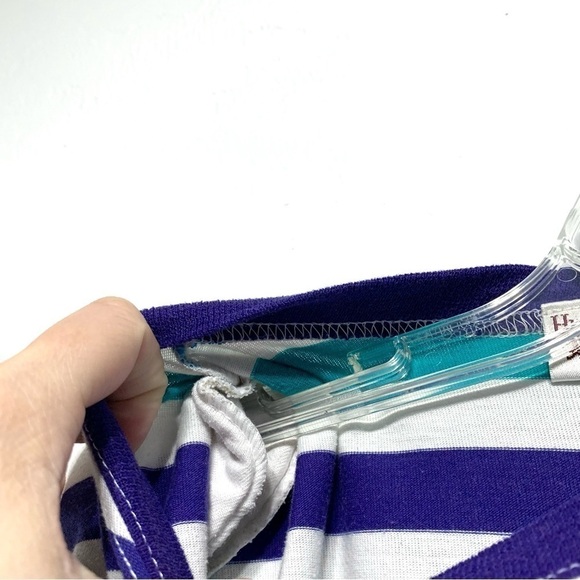 Vintage Huntington Ridge Blue & White Stripe Short Sleeve Shirt Top size Large - Picture 5 of 6